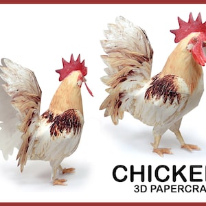 CHICKEN 3D Papercraft / Animals Papercraft / Papercraft Template / Papercraft Sculpture / Papercraft Model / 3d Origami / Instant Download