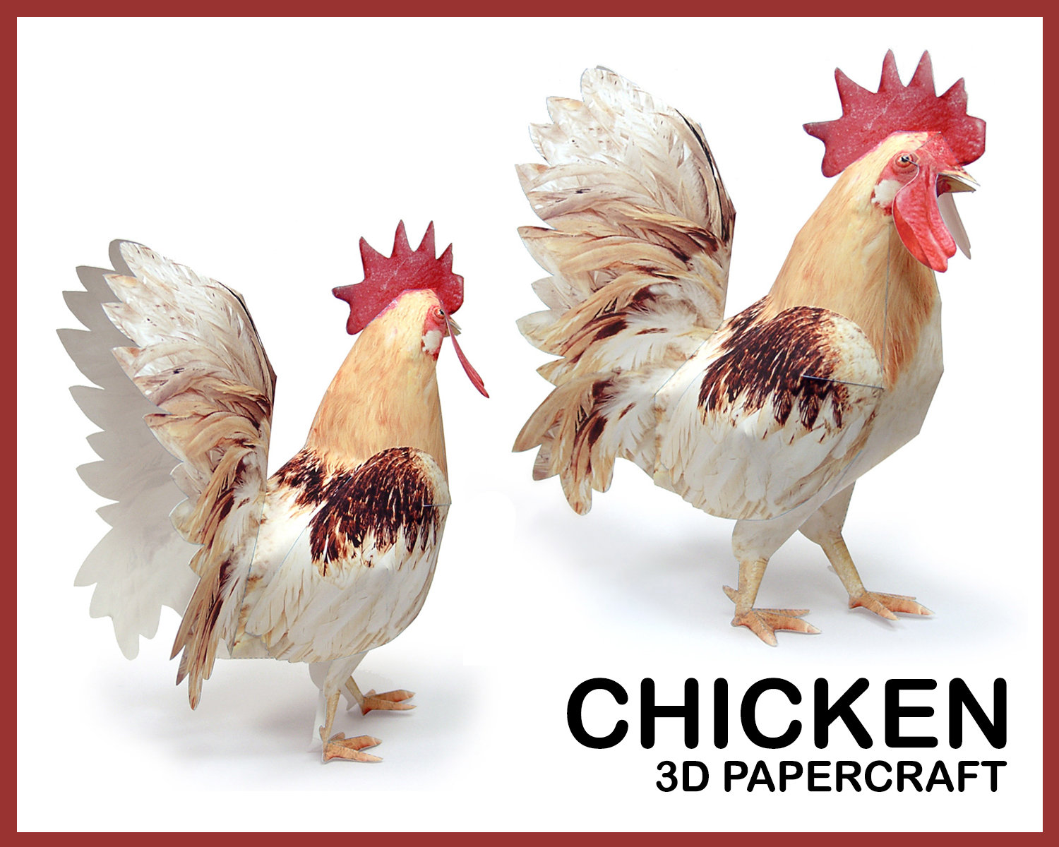 CHICKEN 3D Papercraft / Animals Papercraft / Papercraft Template / Papercraft Sculpture / Papercraft Model / 3d Origami / Instant Download
