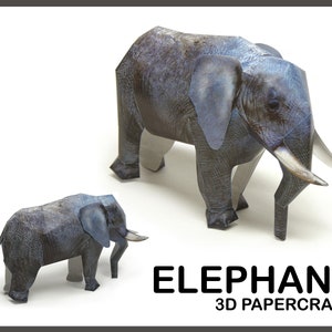 ELEPHANT 3D Papercraft / escultura de elefante / decoración de elefante / origami 3d / plantilla digital pdf de elefante / animales de papercraft / modelo 3d
