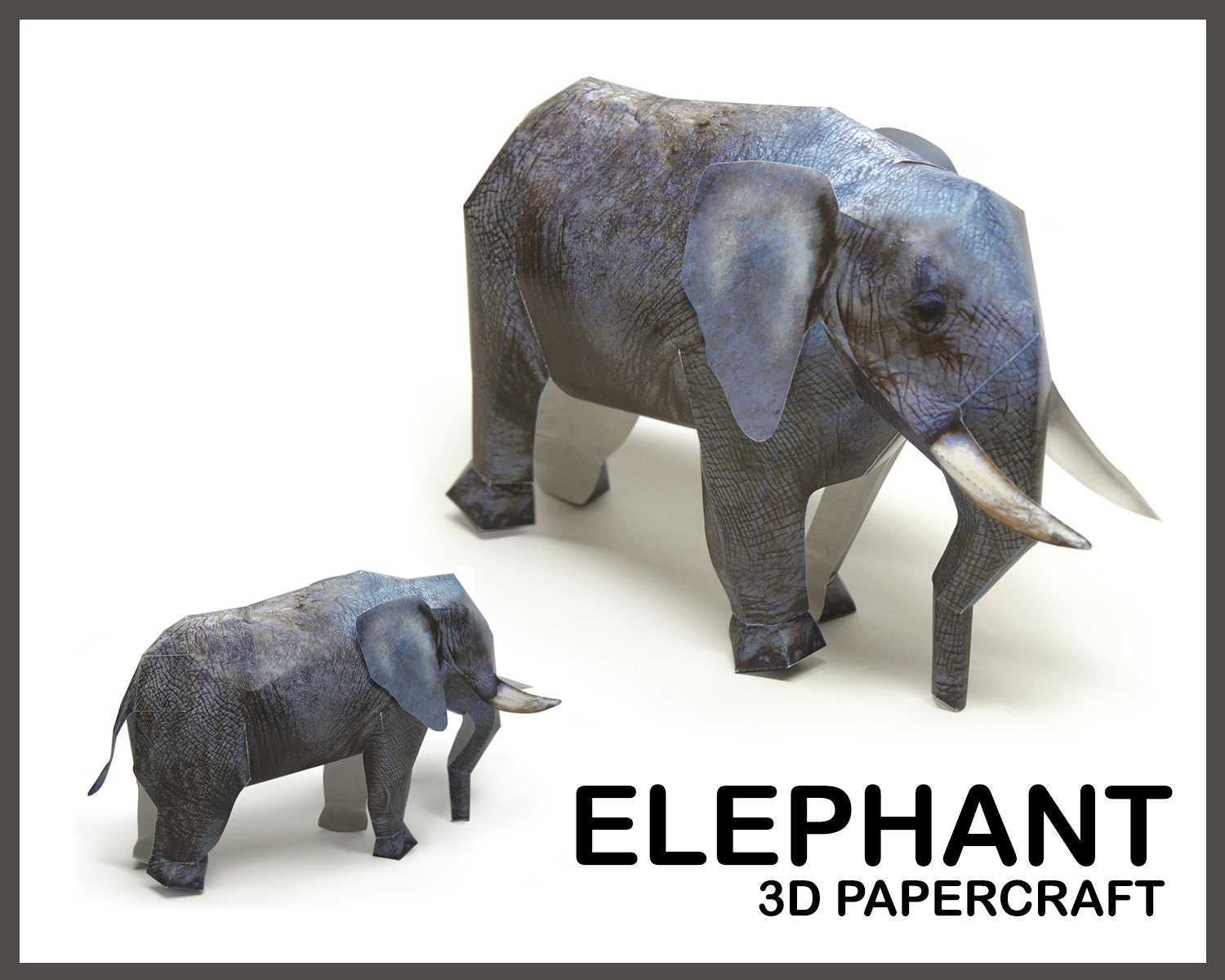 ELEPHANT 3D Papercraft / elephant sculpture / elephant decor / 3d origami / elephant pdf digital template / papercraft animals / 3d model