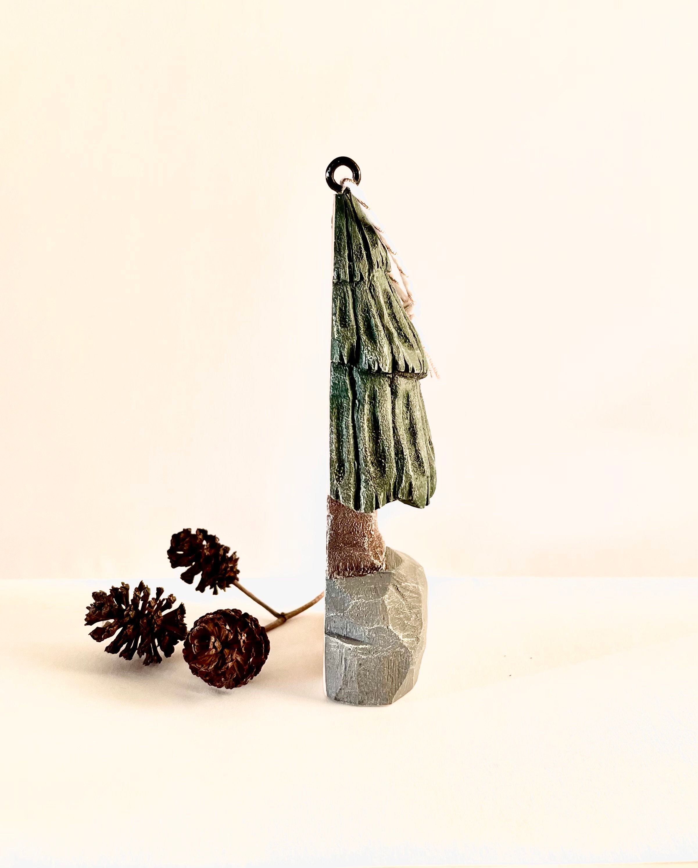 Widdled Tree Hand Whittled Wooden Christmas Tree Ornament Christmas Carving Unique ...