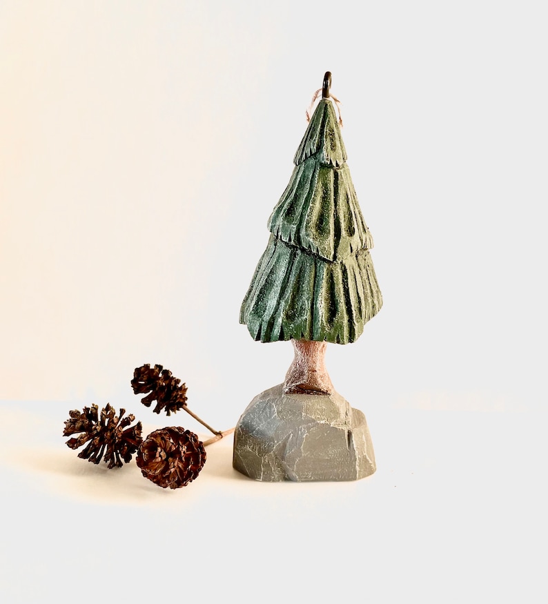Widdled Tree Hand Whittled Wooden Christmas Tree Ornament - Christmas Carving ...
