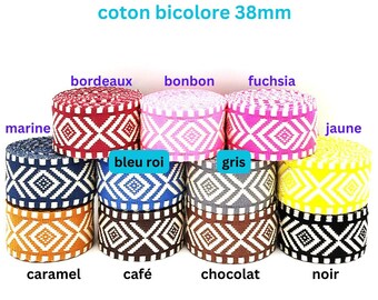 HandleTrend cotton two-tone ethnic style diamond pattern 38mm for handmade bags handle shoulder strap DIY sewing creative haberdashery