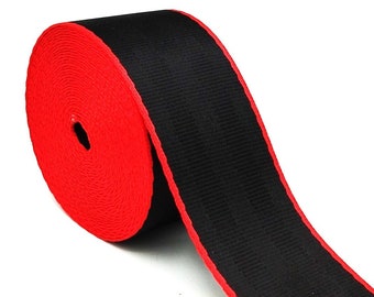 AnseTendance sangle polyester 48mm type ceinture de sécurité sacs bagages chaise anse bandoulière couture pêche jardin déco noir bord rouge