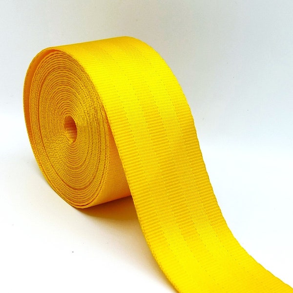 AnseTendance sangle polyester 48mm type ceinture de sécurité sacs rangement anse bandoulière attaches créations fait main jaune bouton d'or