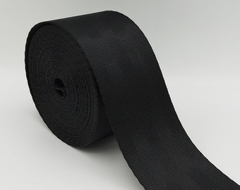 AnseTendance sangle polyester 48mm type ceinture de sécurité sacs bagages chaise anse bandoulière couture transat créations diy noir noire