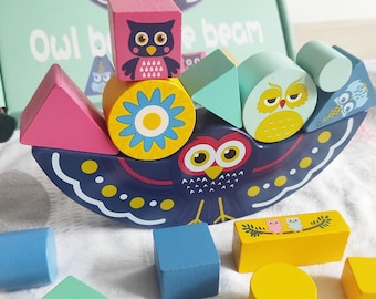 Owl Owl Balance game wooden toy fine motor skills concentration children development learning gift girl boy Christmas