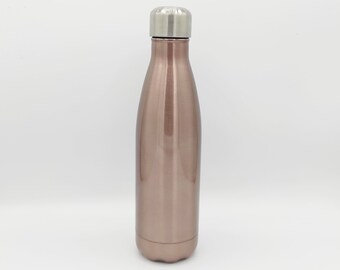 Gourde en Acier Inoxydable Inox Doublé Paroi Isolé Sous Vide Sans BPA Écologique 500ml Contenance Isotherme Bouteille Isolante Rose Doré