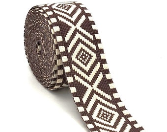AnseTendance coton bicolore style ethnique motif losange 38mm pour sacs fait main anse bandoulière strap DIY couture mercerie créative