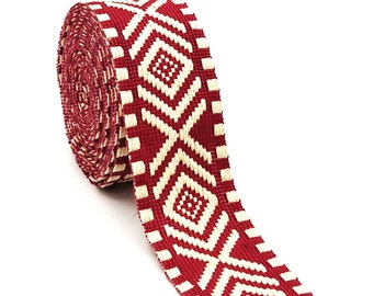 AnseTendance coton bicolore style ethnique motif losange 38mm pour sacs fait main anse bandoulière strap DIY couture mercerie créative