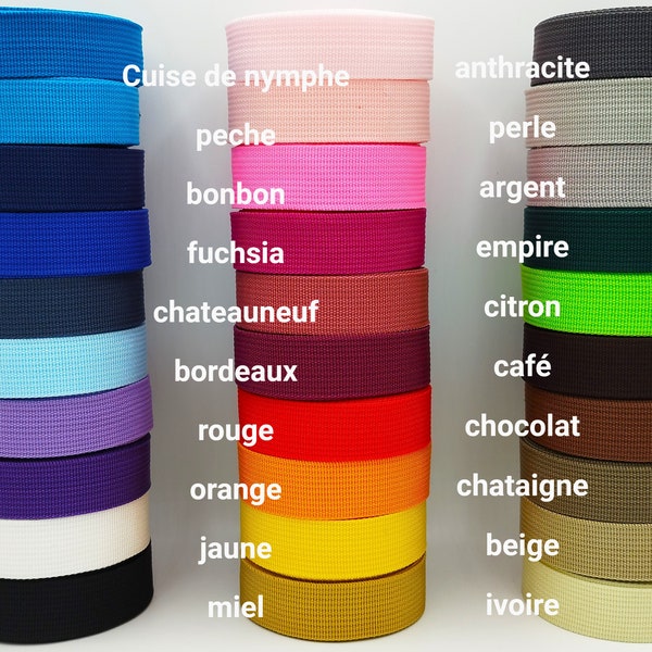 AnseTendance - 30 couleurs 25mm sangle polypropylène pour sacs à dos sacs à main anse bandoulière fournitures couture créatives décoration