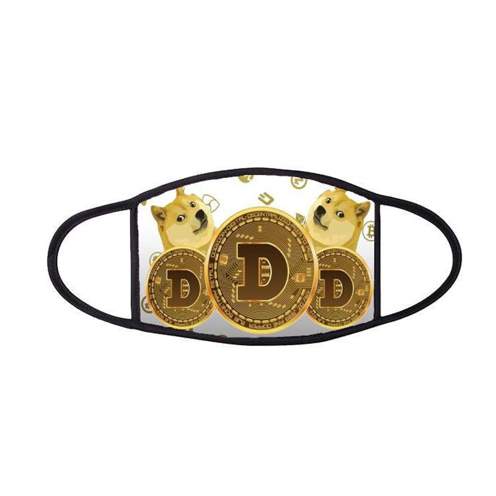 Dogecoin to the moon much wow crypto currency 3 layer face ...