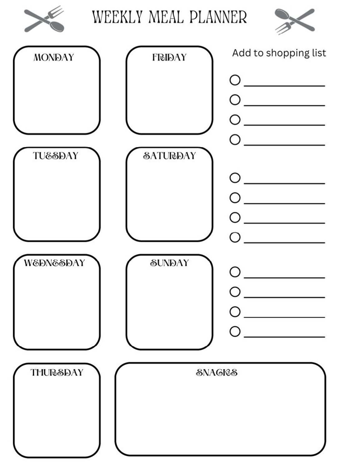 Weekly Meal Prep Planner PRINTABLE INSTANT DOWNLOAD Print at Home ...