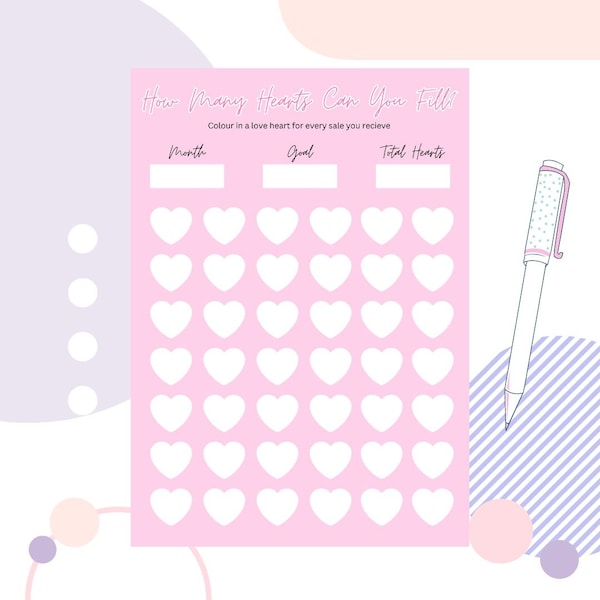 Small business sales goal chart tracker for sales. goal tracker print at home sheet for small business order tracker instant download - Pink