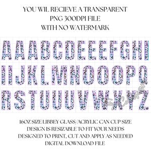 Calcomanías de descarga digital con collage de letras del alfabeto, diseño de envoltura UVDTF de 16 oz / Descarga digital PNG instantánea / Letras del alfabeto pastel de leopardo