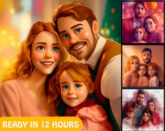 Retrato familiar personalizado al estilo Pixar: De foto a dibujo animado