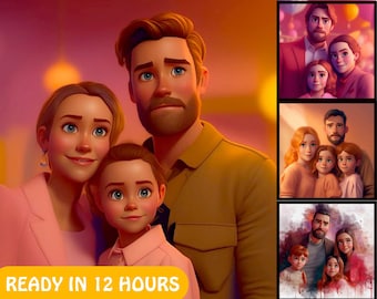 Retrato personalizado al estilo Pixar a partir de una foto: regalo único de retrato de dibujos animados en 3D para todas las edades