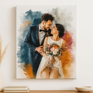 Aangepaste aquarel portret | Muurkunst voor familie, stel of huisdier