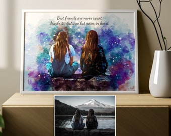Impresión artística personalizada con foto de amigo, regalo de amistad