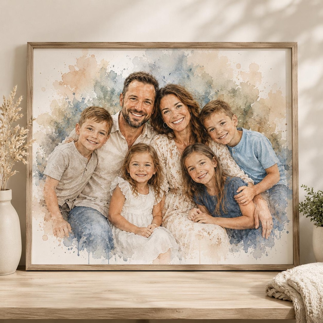 Recreate Family Watercolour Portrait From Photo Personalised Family recreate-family-watercolour-portrait-from-photo-personalised-family