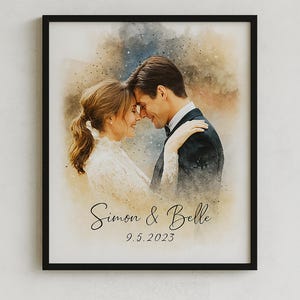 Benutzerdefinierte Aquarell Portrait, benutzerdefinierte Illustration, personalisiertes Jubiläumsgeschenk, Hochzeitsgeschenk, einzigartiges Geschenk für Sie