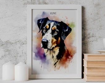 Custom Watercolour Dog Portrait: Personalised Print Of Your Favourite Pet