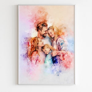 Hand-Painted Family Portrait in Watercolor - Custom Commission Art Piece