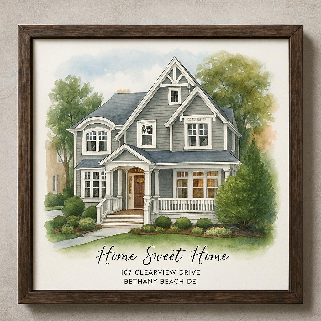 Custom Watercolor Home Portrait | Personalized House Painting (digital ...