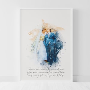 Custom Art Wedding Portrait, Painting from Photo, Wedding Illustration, Custom Wedding Print, Watercolour Couple Portrait, Anniversary Gift