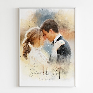 Personalised Watercolor Couple Painting from Photo as a Romantic Wedding Or Engagement Gift