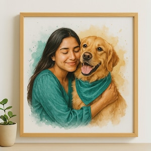 Retrato Personalizado en Acuarela desde Foto | Cuadro Digital o Impreso | Regalo Único para Familia, Parejas o Mascotas