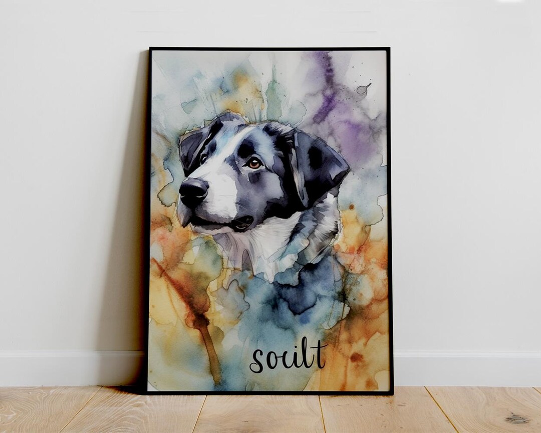 Watercolour Dog Print Wall Art, Dog Lover Gift, Pet Portrait Decor