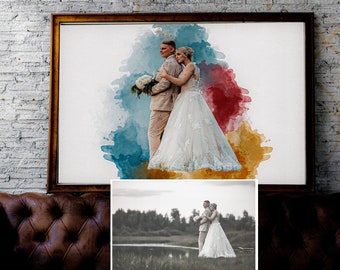 Lámina artística personalizada con foto de pareja, regalo de aniversario