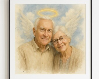 Angel Tribute Portrait – Custom Memorial Illustration from Photo