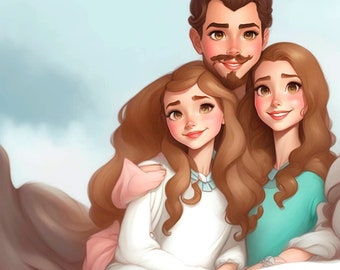 Custom Pixar Style Portrait – Disney-Inspired Family Cartoon