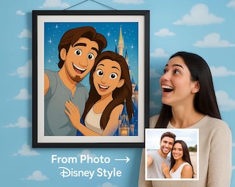 Custom Disney-Style Portrait from Photo | Personalized Cartoon Illustration (Digital Delivery)