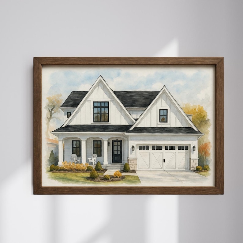 Custom Watercolor Home Portrait | Personalized House Painting (digital ...