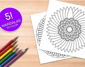 Printable Adult Coloring Pages | Easy Coloring Book | Pretty Mandalas | At Home Activity