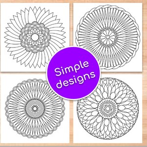 Printable Adult Coloring Pages | Easy Coloring Book | Pretty Mandalas ...