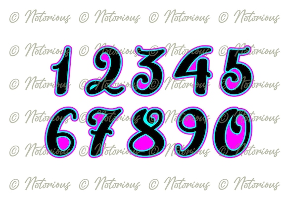 Fancy 0-9 Numbers Svg 3 LAYER Offset Birthday Princess Svg | Etsy