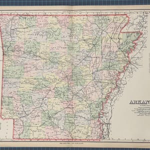 Atlas continental victorien de 1889 Frank Gray, carte de l'Arkansas