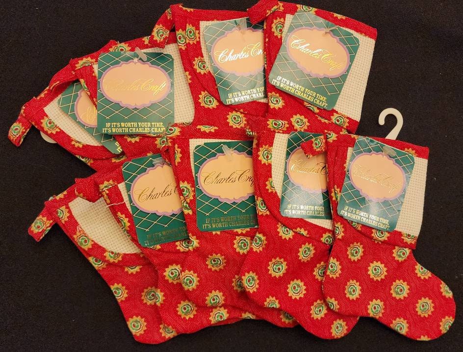 NOS Set of 9 Cross Stitch Charles Craft Stocking Ornament - Etsy