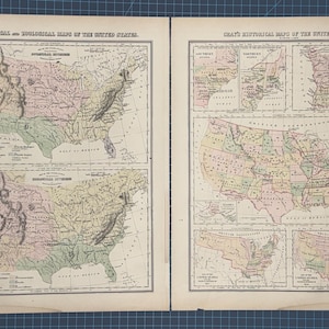 Carte de l'atlas victorien des Grays de 1889, cartes historiques des États-Unis