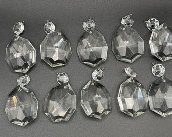 Lote de 10 prismas de cristal tallado brillante transparente para lámparas de araña, de la República Checa, de 2,5 pulgadas, nuevos y sin usar.