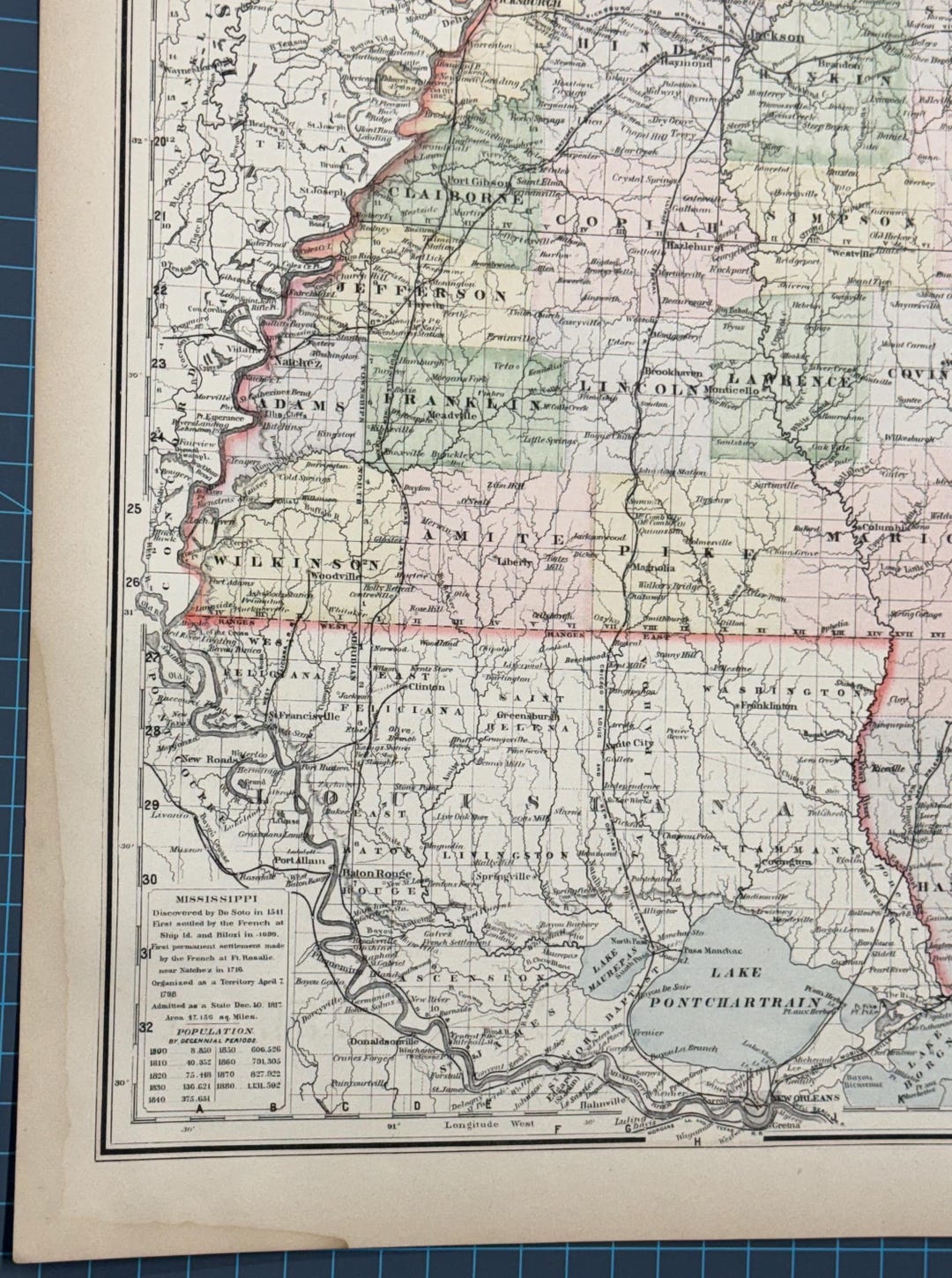 1889 Victorian Continental Atlas Frank Gray Map of Mississippi - Etsy