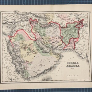 Carte de l'Atlas victorien de 1889 de la Palestine, de la Perse, de l'Arabie