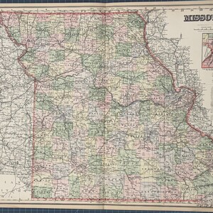 Carte de l'Atlas victorien Missouri de 1889