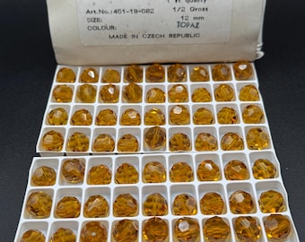 Vintage Deadstock Box of 72 Czech Replublic Glass 12mm Round Beads