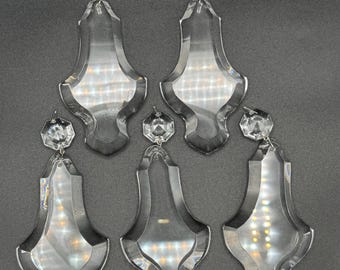 Vintage Deadstock Lot of 5 Czech Republic Large 4.5” Glass Clear Chandelier Prisms