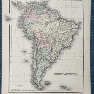 Atlas continental victorien de 1889, carte Frank Gray de l'Amérique du Sud et de Cuba